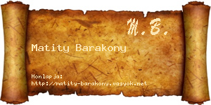Matity Barakony névjegykártya